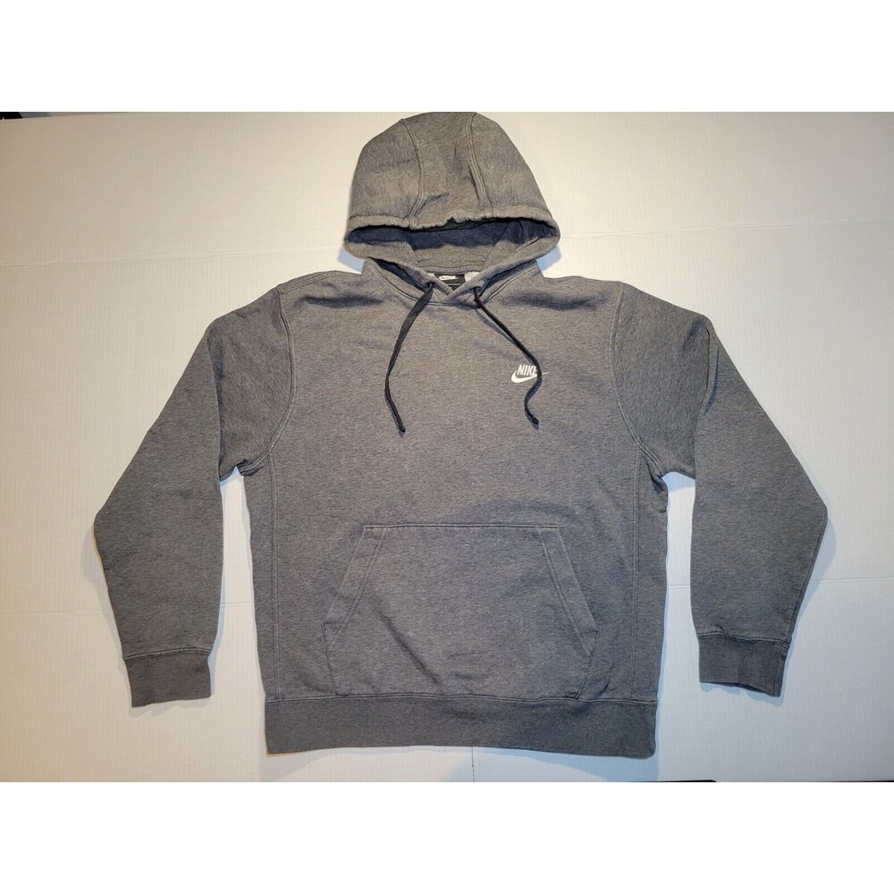 Vintage Nike Hoodie Gray Mini Swoosh Spellout Sweatshirt Y2K Black Tag Mens M